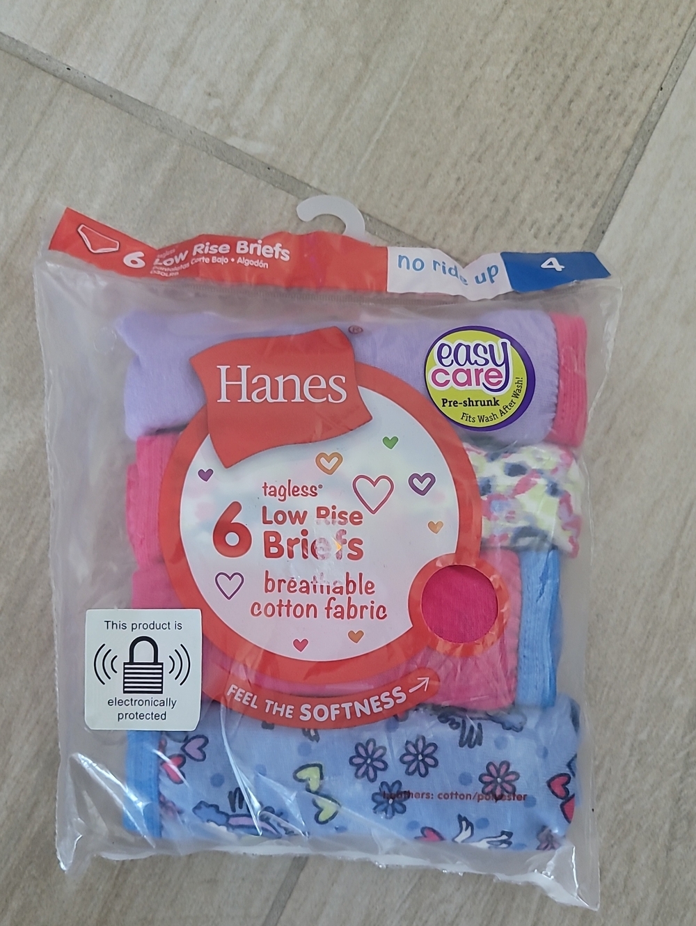 Hanes Girls 6-Pack Low Rise Briefs - Pink, Purple, Blue